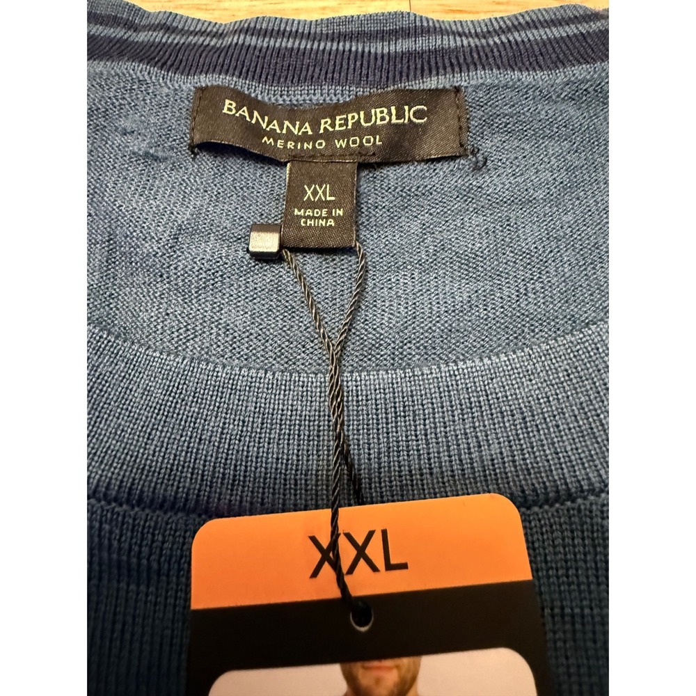 Banana Republic Mens Merino Wool Crew Neck Sweater Blue XXL NWT - Picture 3 of 7
